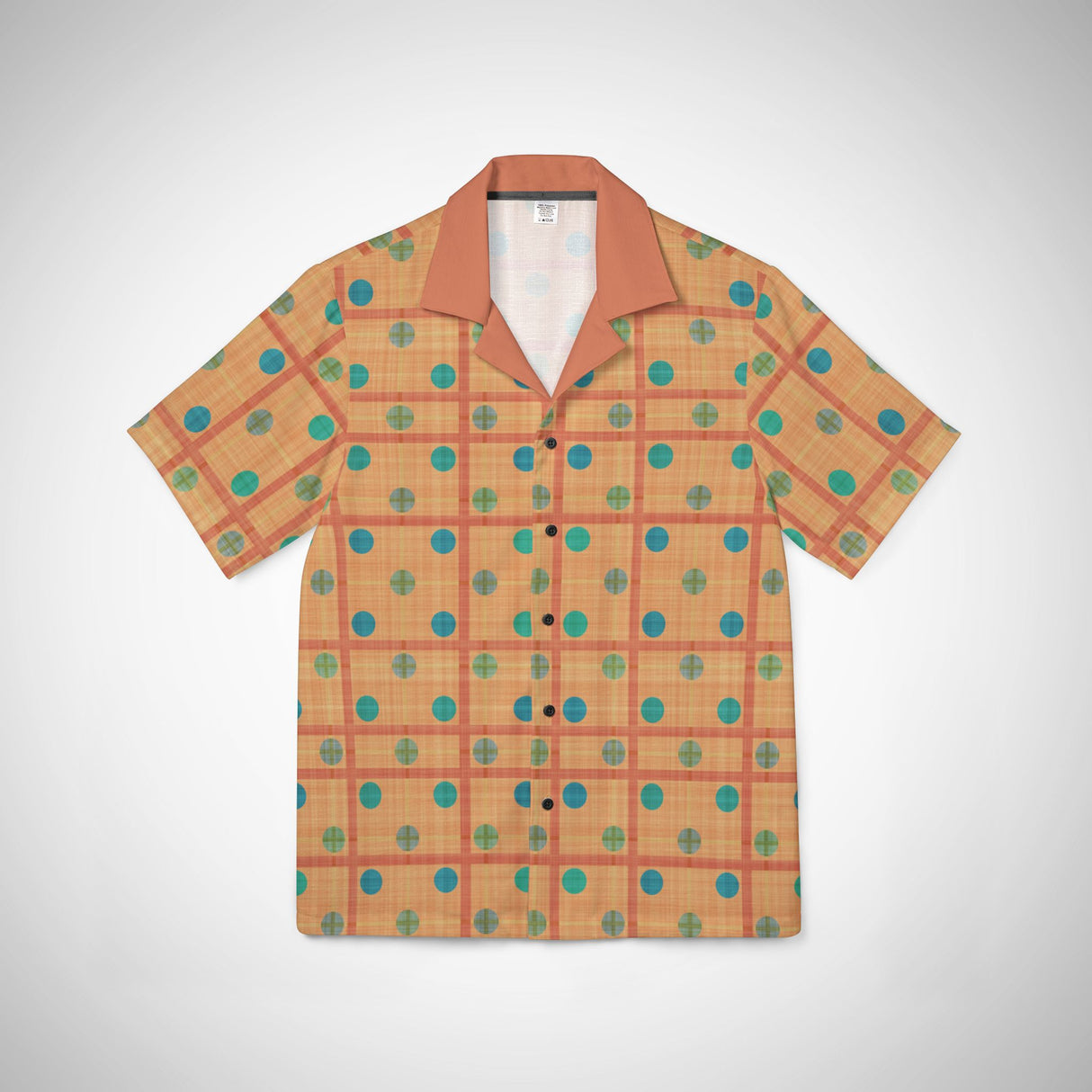 Orange Retro Grid Button Up Shirt