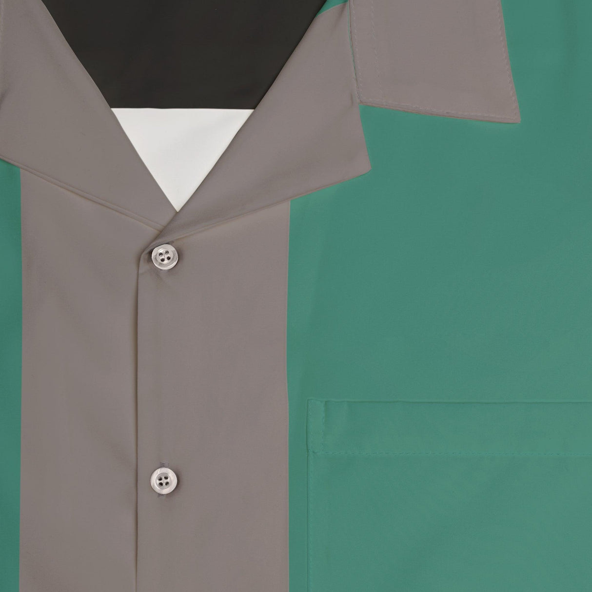 Green and Grey Two-Tone Panel - Retro Button Up Shirt