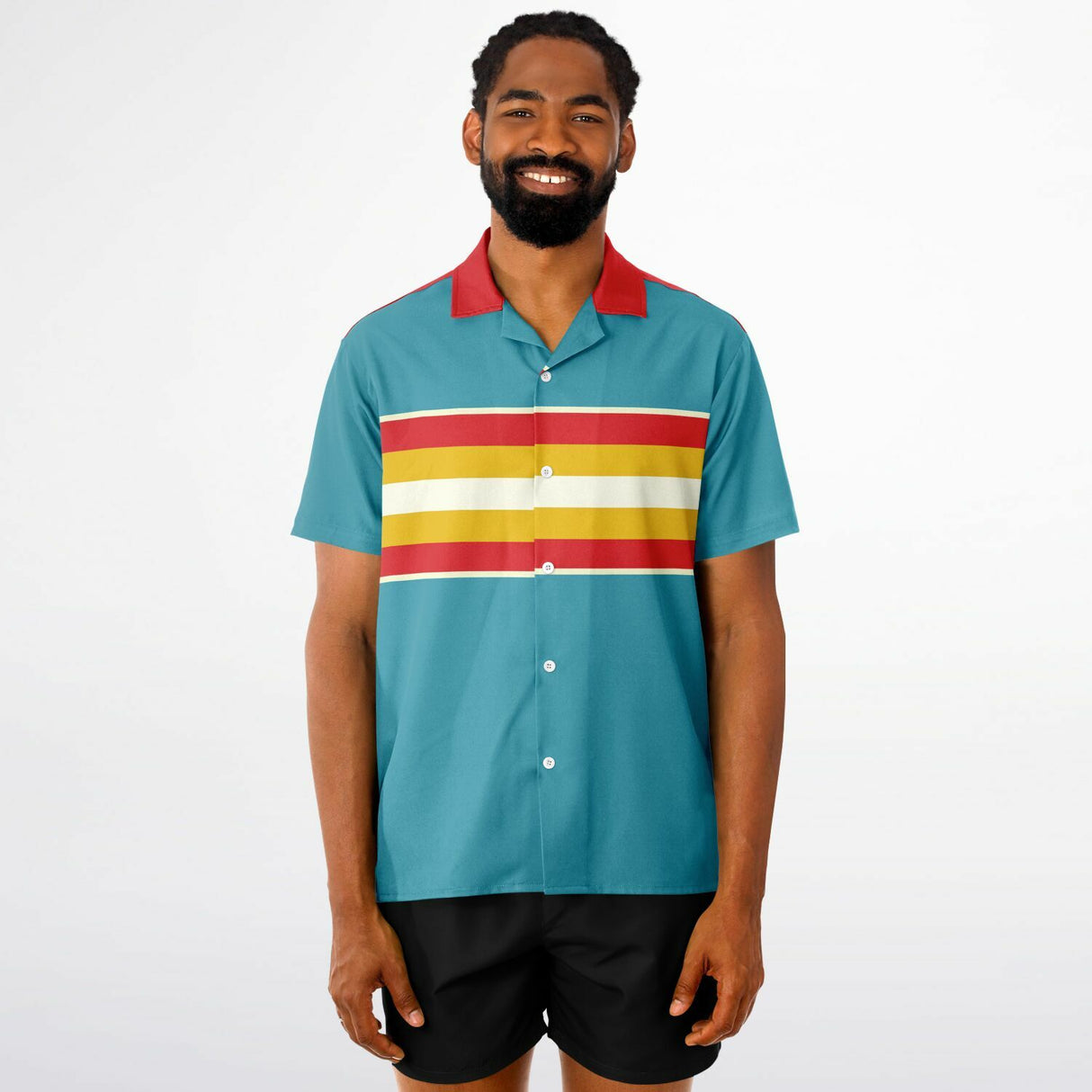 Retro Rocket Spread Collar Short Sleeve  - Retro Button Up Shirt