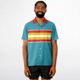 Retro Rocket Spread Collar Short Sleeve  - Retro Button Up Shirt