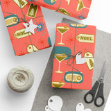 Retro Christmas Gift Wrap with Festive Icons