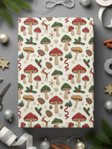 Festive Holiday Mushroom Patterned Wrapping Paper