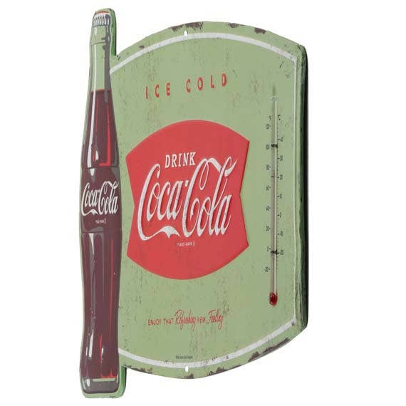 Coca-Cola Ice Cold Embossed Metal Wall Thermometer