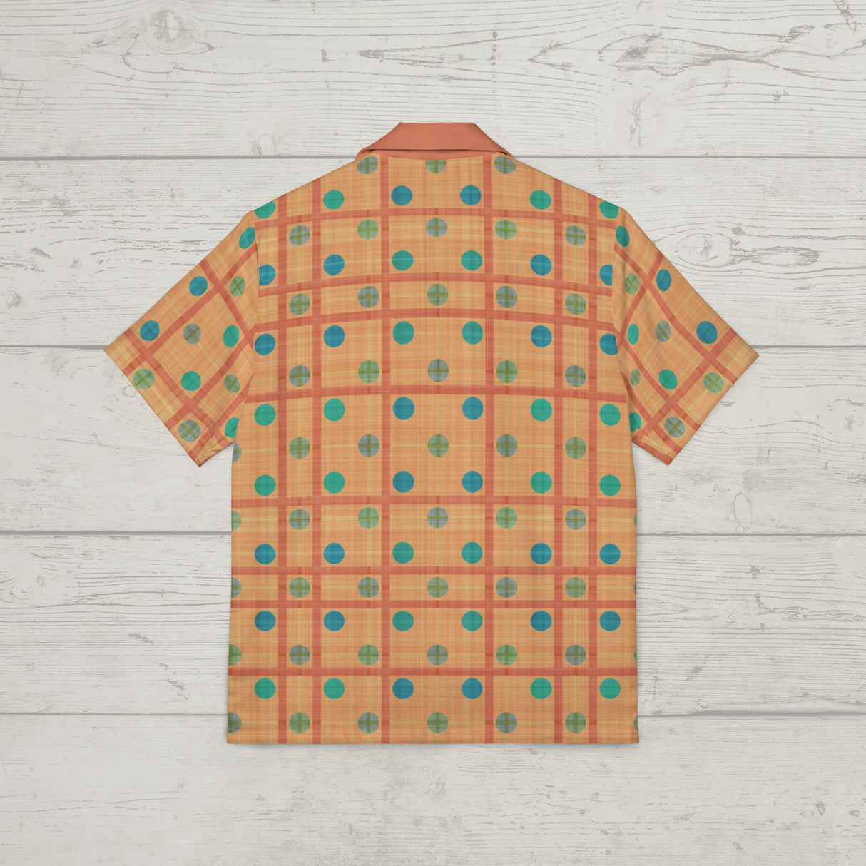 Orange Retro Grid Button Up Shirt