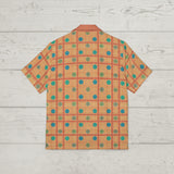 Orange Retro Grid Button Up Shirt