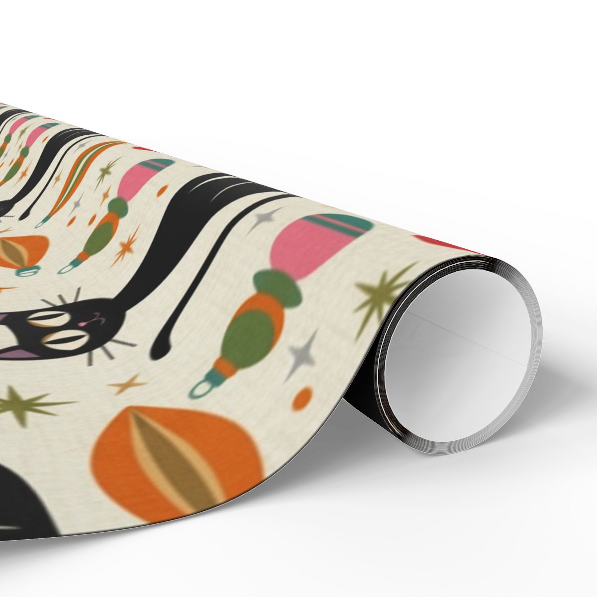 Festive Halloween Black Cat Pattern Art Print