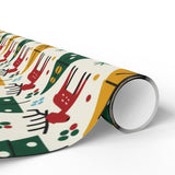 Festive Holiday Deer and Snowflakes Wrapping Paper