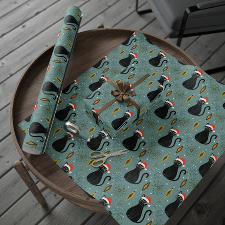 Festive Holiday Wrapping Paper with Cat Design