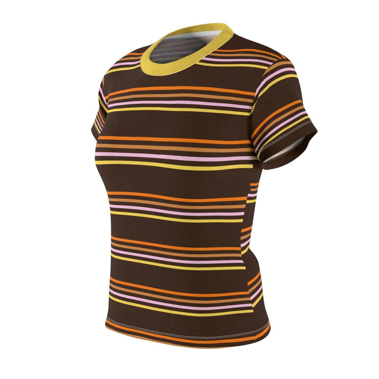 I Raided My Little Bro's Closet in Dark Brown with Pink, Orange, Yellow Stripes - Womens Retro Shirt