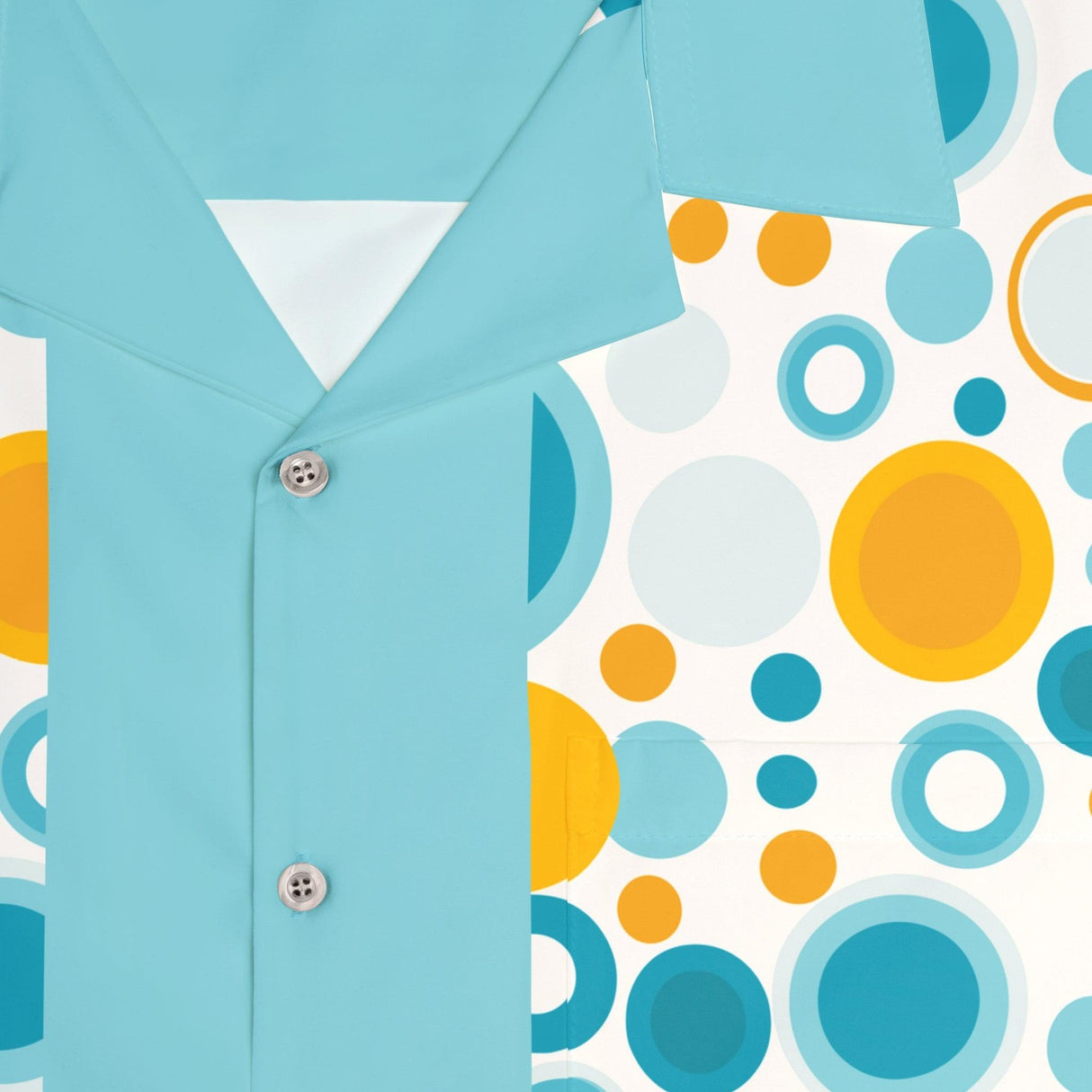 Bubbly Blue and Yellow Bowling Style - Retro Button Up Shirt