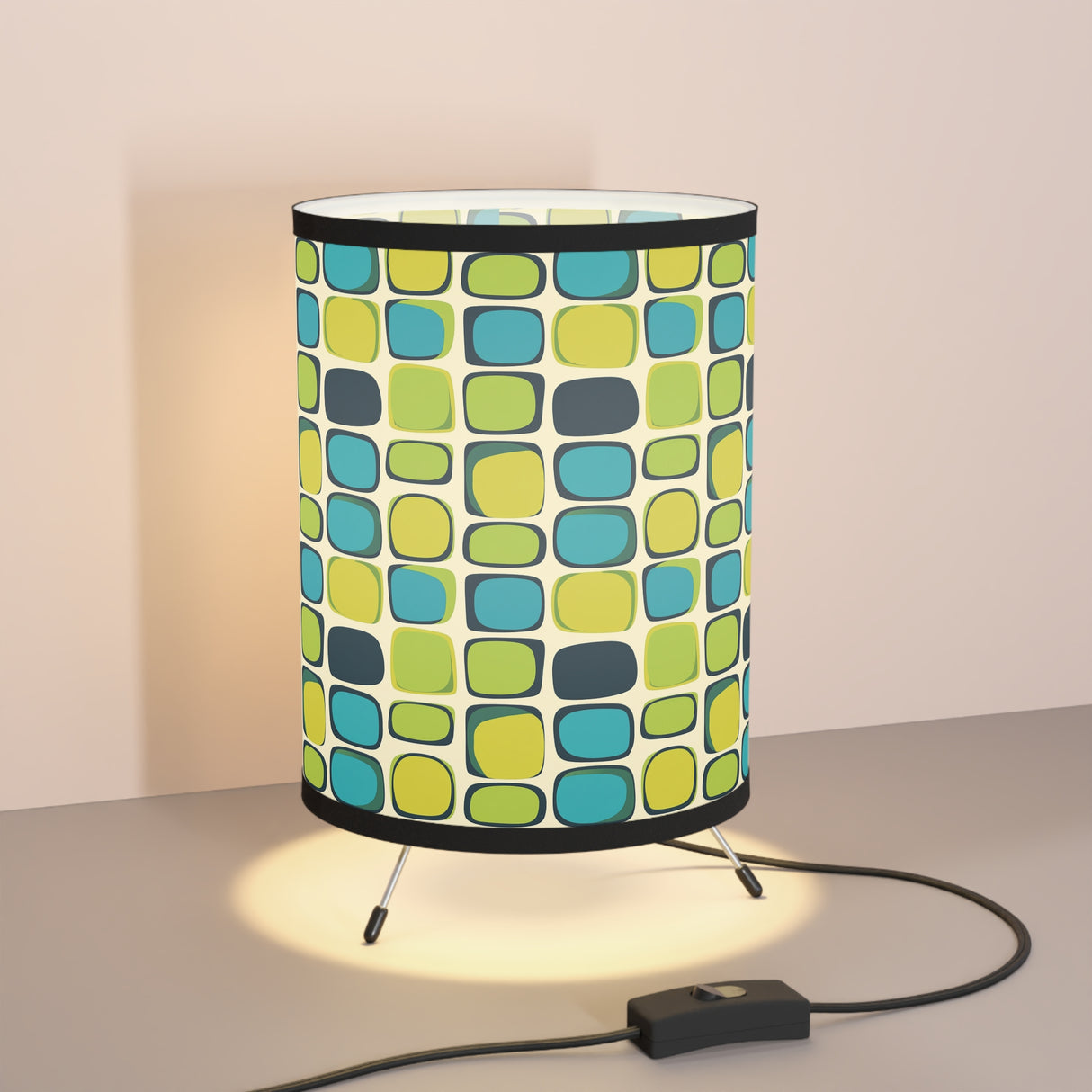 MCM Aqua Grid - Mid-Century Modern Retro Tripod Table Lamp