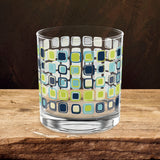 Mid-century Modern I Love You Blue Rocks Glass, 10oz