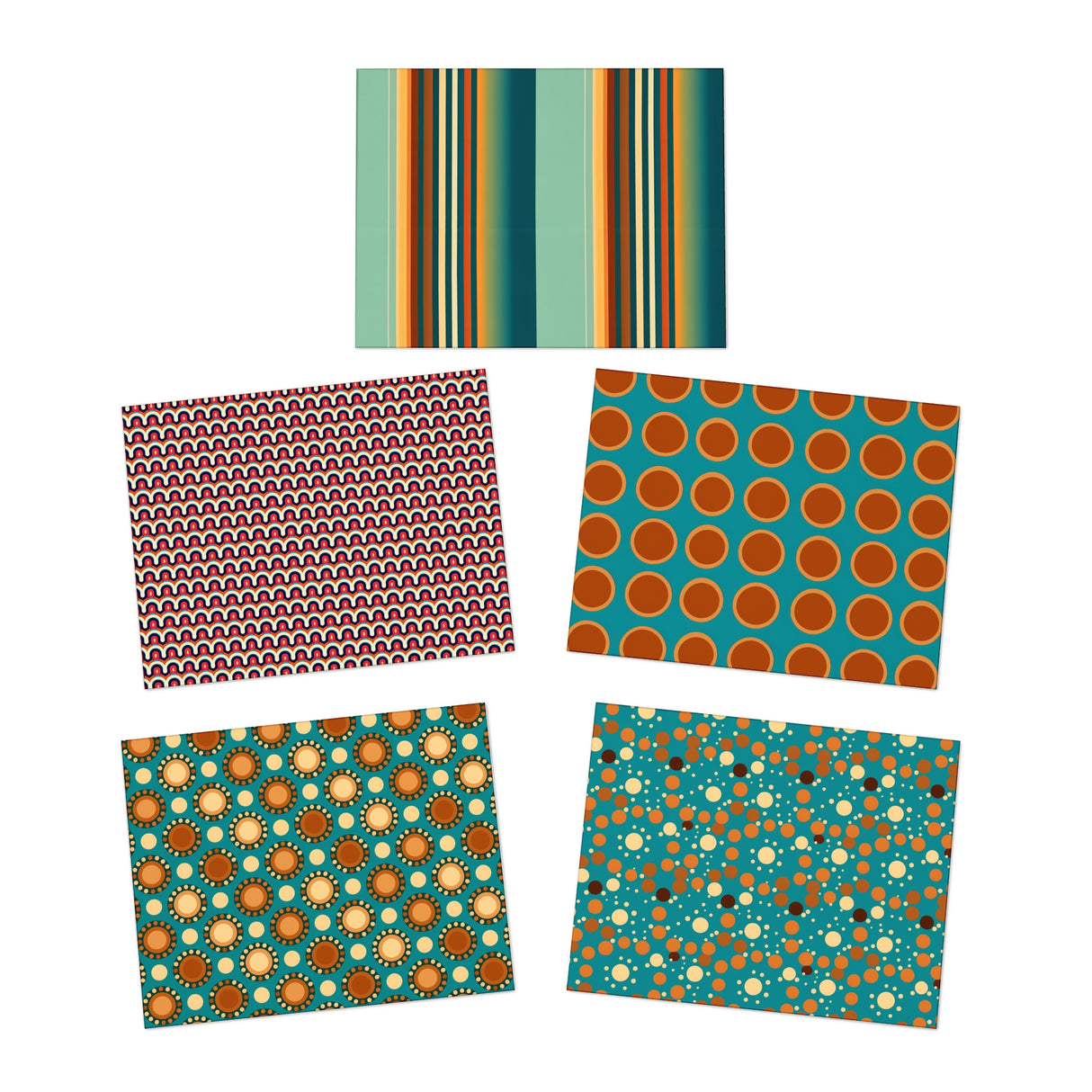 Retro Midcentury Modern Blank Greeting Card Set 5-Pack