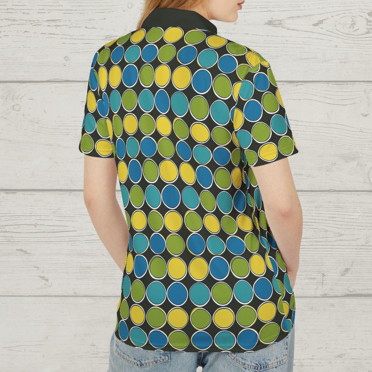 Vivid Spectrum Circles 1960s Retro Polo