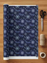Blue Snowflake and Bat Design Wrapping Paper
