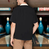 Johnny Black and Off-White with Retro Stripes Bowling Style - Retro Button Up Shirt