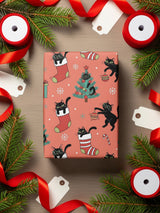 Festive Black Cats Christmas Wrapping Paper Sheet