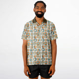 Mod Square Camp Spread Collar Short Sleeve - Retro Button Up Shirt