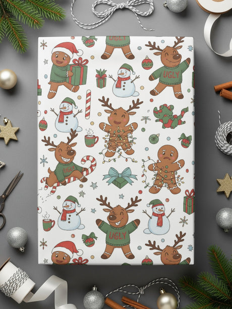 Cute Holiday Characters Wrapping Paper Gift Packaging