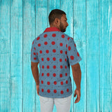 Sky Blue Polka Punch Button Up Shirt