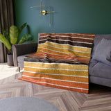 Retro Sunset Stripes Crushed Velvet Blanket