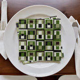 Green Square in Rectangle Geometric MCM Cocktail Beverage Napkin