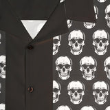 Black Skulls All Over -Bowling Style - Retro Button Up Shirt