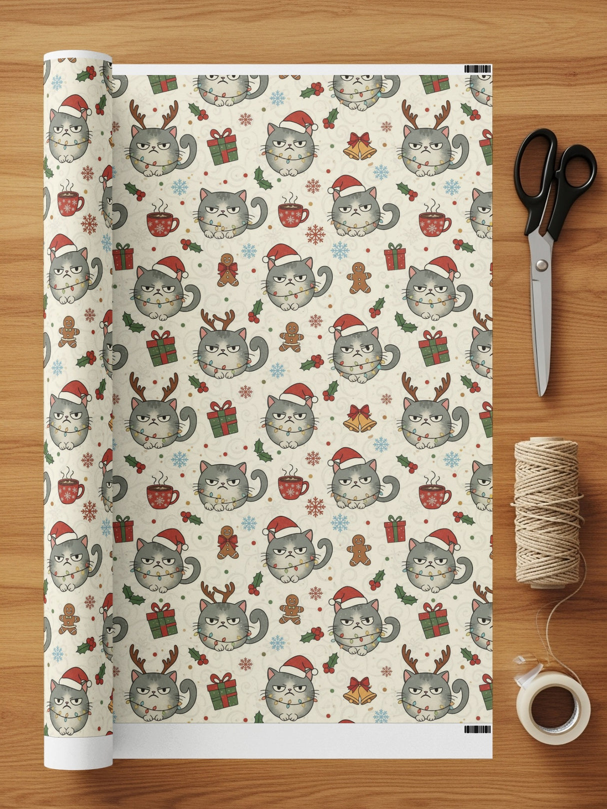 Festive Cats with Holiday Accessories Wrapping Paper