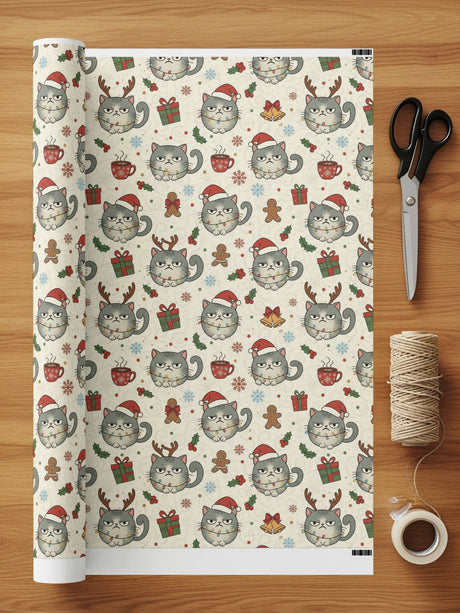 Festive Cats with Holiday Accessories Wrapping Paper