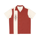 Deep Red Atomic Drive-In Bowling Style - Retro Button Up Shirt