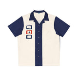 I'm Not Square in Blue and White Atomic Bowling Style - Retro Button Up Shirt