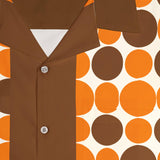 Duke Orange and Brown Circles - Retro Button Up Shirt