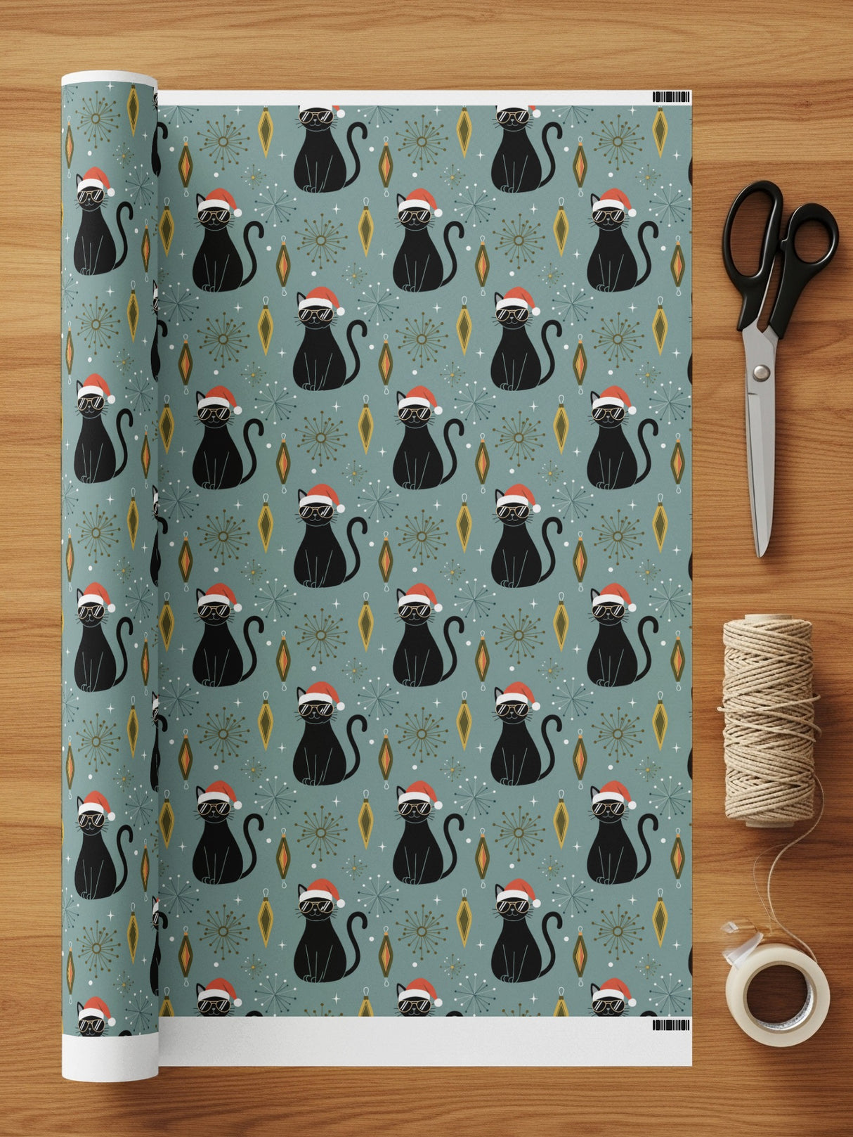 Festive Black Cats Wrapping Paper for Holiday Celebrations