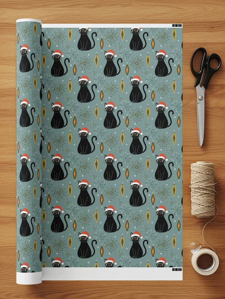 Festive Black Cats Wrapping Paper for Holiday Celebrations