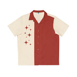 Deep Red and Off-White Atomic Stars Liftoff - Retro Button Up Shirt