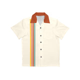 Boys Red Retro Striped Bowling Style - Retro Youth Button Up Shirt