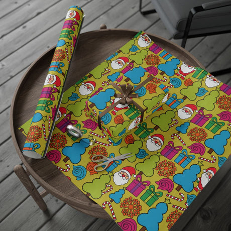 Bright and colorful Christmas themed wrapping paper