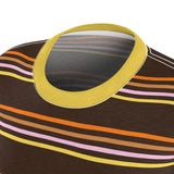 I Raided My Little Bro's Closet in Dark Brown with Pink, Orange, Yellow Stripes - Womens Retro Shirt