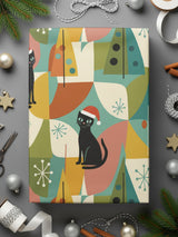 Festive Holiday Wrapping Paper with Cat in Santa Hat