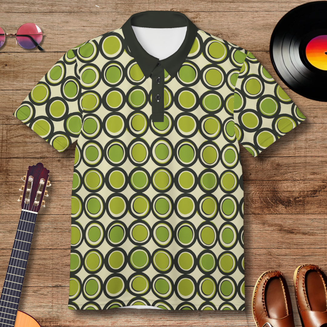 Green Geometry 60s Swagger Polo