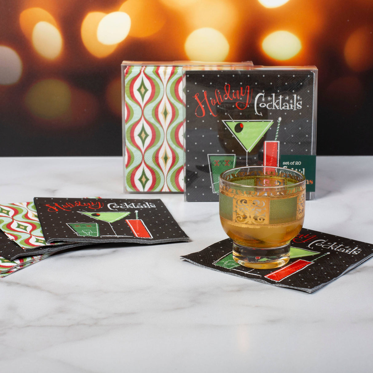 Holiday Cocktails Mid Century Modern Beverage Napkin