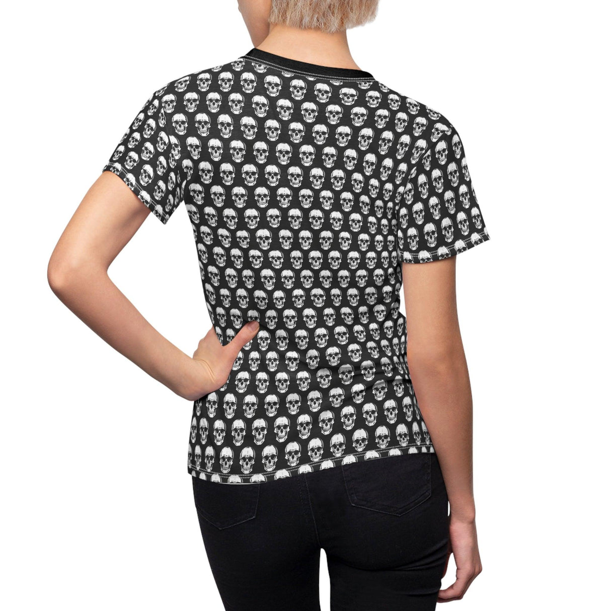 Black Skulls All Over - Womens Retro Shirt