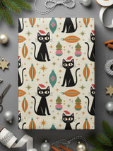 Retro Black Cat Patterned Wrapping Paper for Gifts