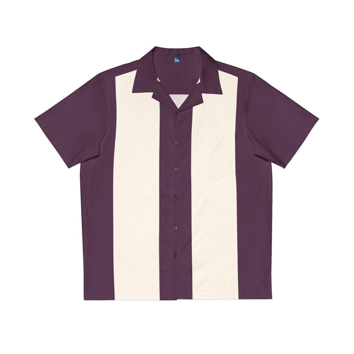 Purple and Off-White Bowling Style - Retro Button Up Shirt