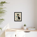 Black Cat Martini Framed Canvas