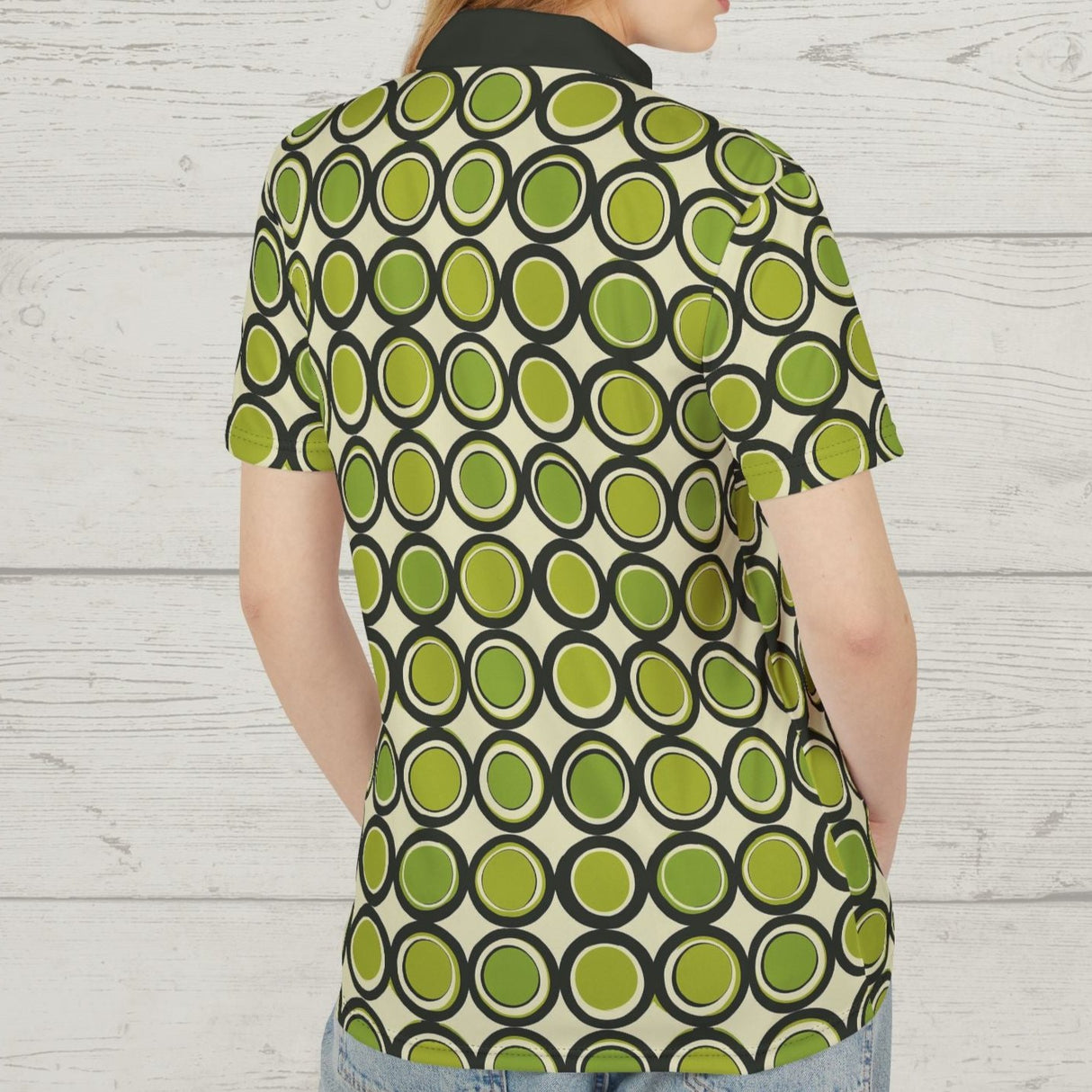 Green Geometry 60s Swagger Polo