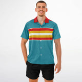 Retro Rocket Spread Collar Short Sleeve  - Retro Button Up Shirt