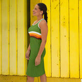 Lime Green Retro Colors Sunset Stripes - Women's Racerback Dress