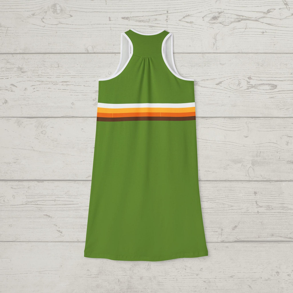 Lime Green Retro Colors Sunset Stripes - Women's Racerback Dress