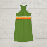 Lime Green Retro Colors Sunset Stripes - Women's Racerback Dress